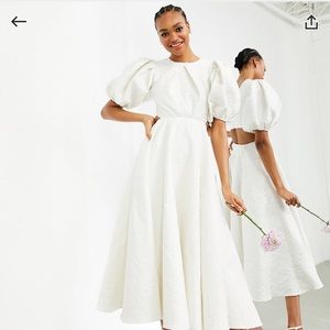 ASOS EDITION Bridget jacquard puff sleeve wedding dress with cut out back